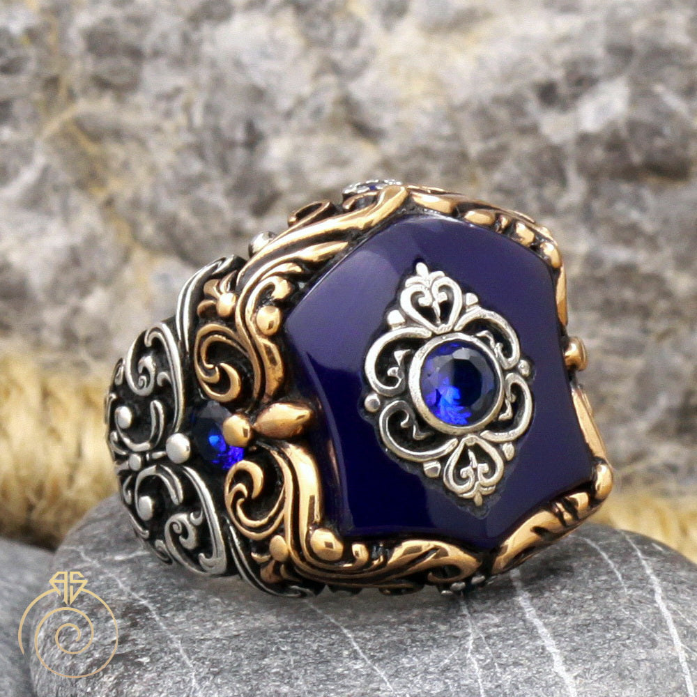 Blue sapphire leaf engagement rings, bridal ring set / Swanlake | Eden  Garden Jewelry™