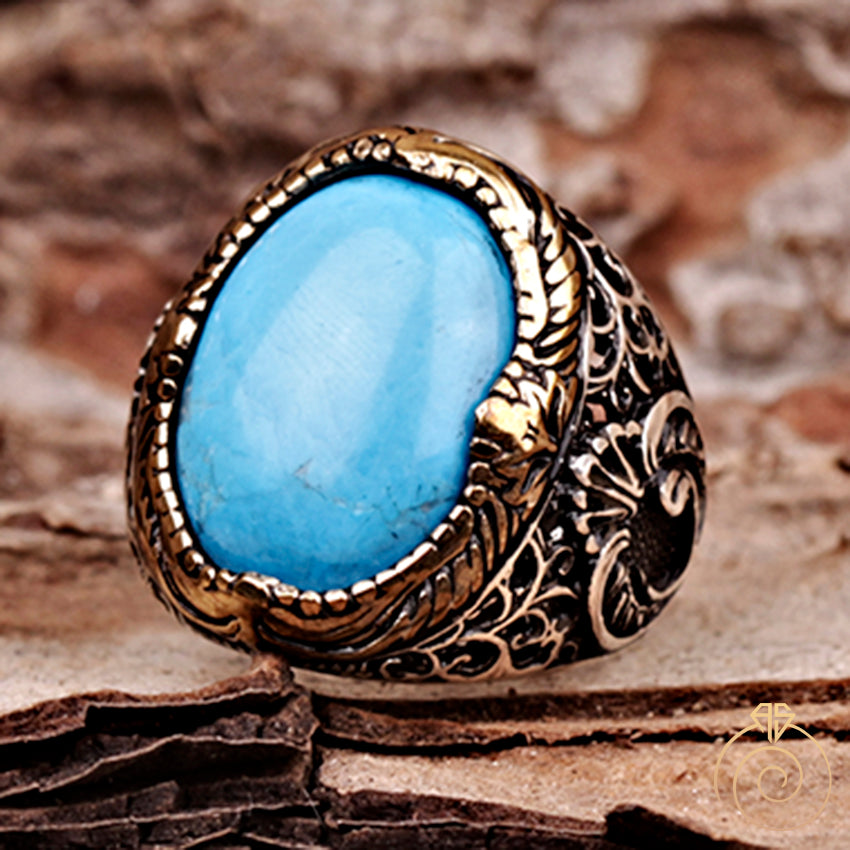 Turquoise Stone Ring- Silver | Luv Aj