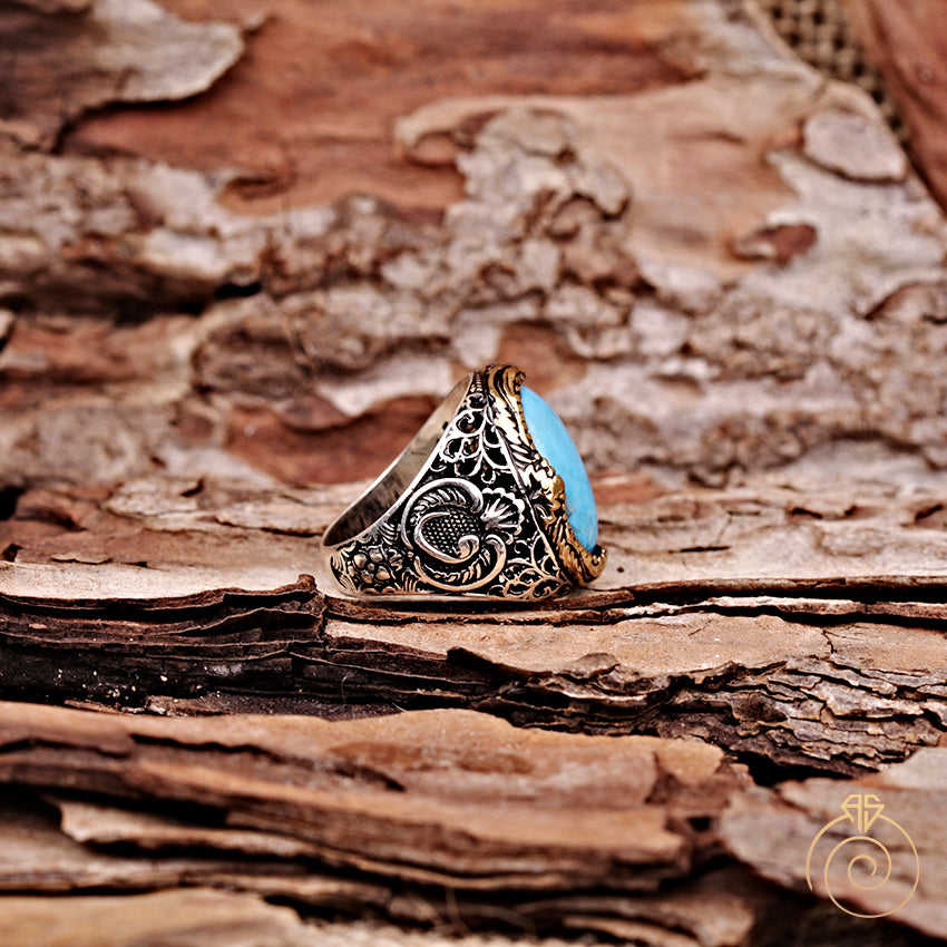 Oyster Copper Turquoise Ring Sterling Silver – Boho Magic Jewelry