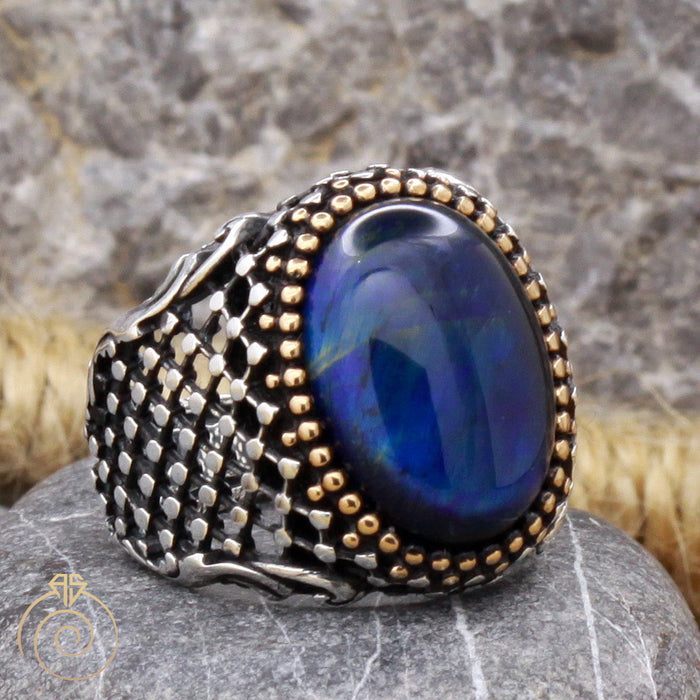 Men's Silver Ring with Tiger Eye Stone